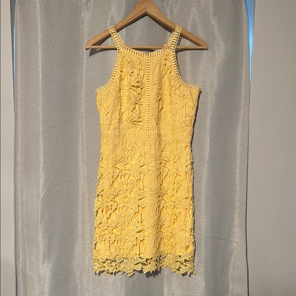 She + Sky Yellow Halter Sheath Mini Dress